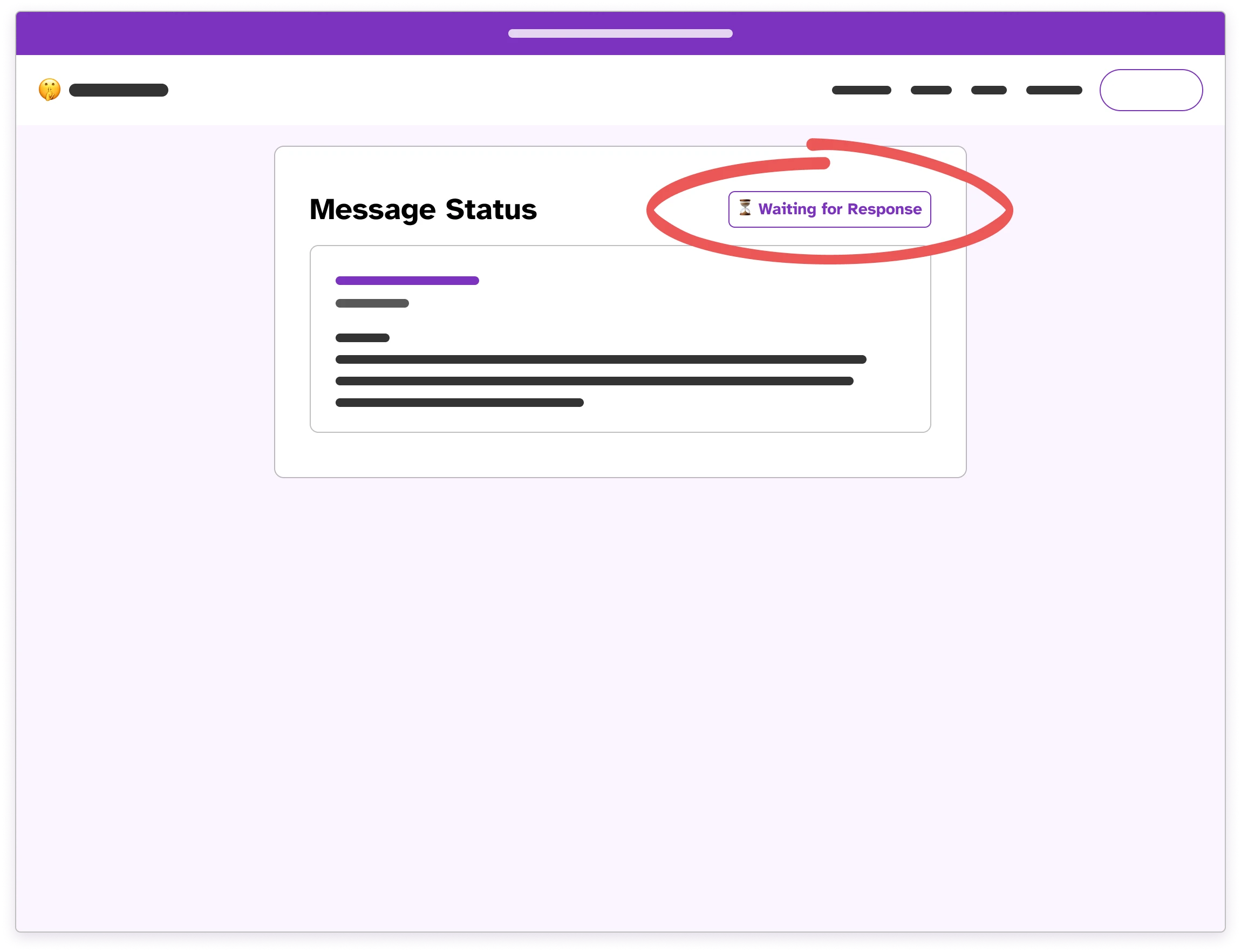 Message status badge circled in red